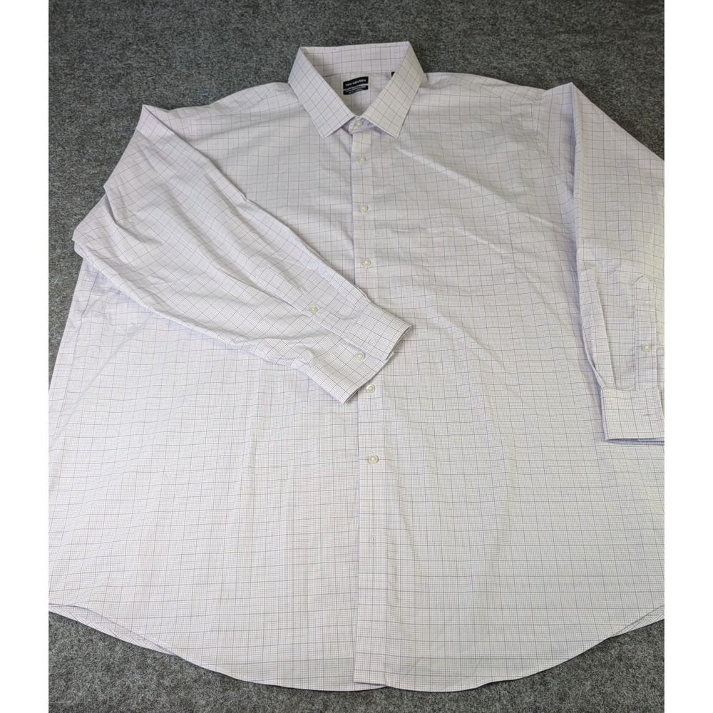Van Heusen Dress Shirt Men 20 Ultra Wrinkle Free Big Fit Stretch Purple Chk NWT
